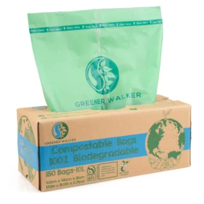Imagen de Greener Walker 100% compostable Biodegradable 10L Bolsa basura Alimentos Cocina Bolsas de 150