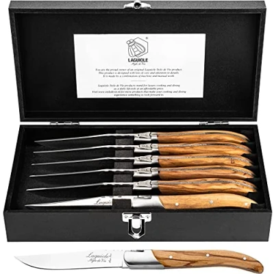 Imagen de Laguiole Style de Vie Juego 6 cuchillos madera olivo para carne