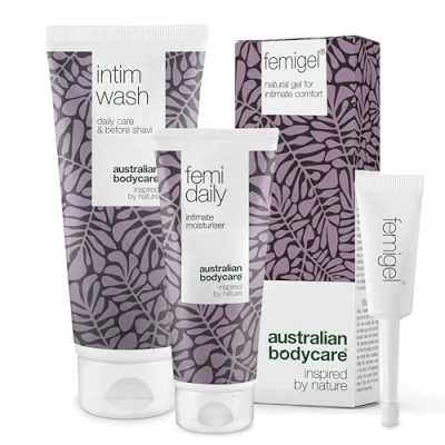 Imagen de KIT de tratamiento íntimo: 3 productos para el cuidado íntimo Reduce la sequedad, picazón y enrojecimiento Contiene: Intim Wash 200 ml + Femi Daily 100 Femigel 5x5 Australian Bodycare