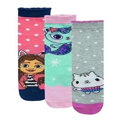 Imagen de Pack de 3 Calcetines Gabby&#039;s Dollhouse para niñas Mercat y Cakey Cat algodón multicolores niños Merchandising official Size 31 36