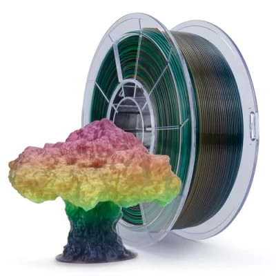 Imagen de ZIRO Filamento para Impresora 3D, de PLA translúcido 1.75mm, Multicolor Arco Iris, 1KG/2.2lb, Serie temporada Primavera