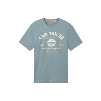 Imagen de TOM Tailor LOGO TEE Camiseta estampada, Hombre, Talla: Medium, Grey mint