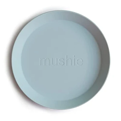 Imagen de mushie Platos Redondos para Niños Set de 2 Reutilizables libres BPA Aptos lavavajillas y microondas Fabricados en Dinamarca Powder Blue
