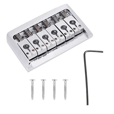 Imagen de Puente Guitarra Eléctrica 6 Cuerdas,Puente de Tailpiece Bridge Repuestos Tremolo Hardtail Fijo Metal Silla Montar Electrica Profesional(Plata)
