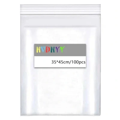 Imagen de HVDHYY 350mm x 450mm Bolsas de Plástico Transparente Bolsa Cremallera Gran Tamaño 80pcs 160μm Plastico con Cierre Resellables Autocierre Almacenamiento Refrigerios y Ropa.
