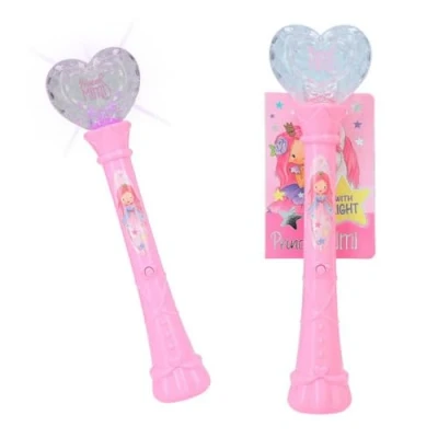 Imagen de Depesche 12049 Princesa Mimi Varita mágica para niños en color rosa con corazón de cristal y función iluminación multicolor al pulsar un botón