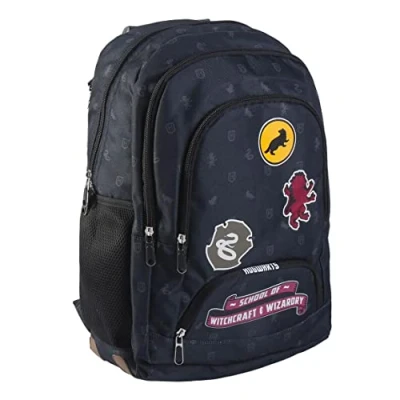 Imagen de CERDÁ LIFE&#039;S LITTLE MOMENTS, Mochila Harry Potter con Doble Bolsillo Frontal y Malla Lateral para Botella Colección Escolar Estampada Licencia Oficial Warner Bros Unisex niños, Azul, Estándar