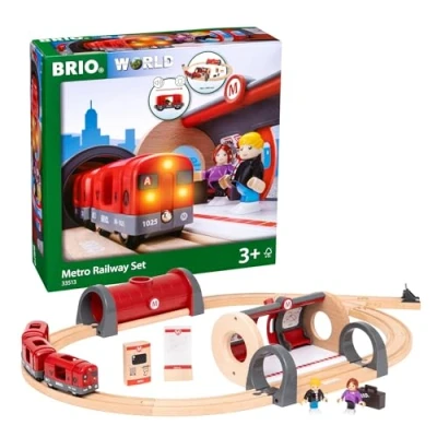 Imagen de BRIO WORLD Set Circuito de metro, Tren con Accesorios, 20 Piezas, Edad 3+ Años