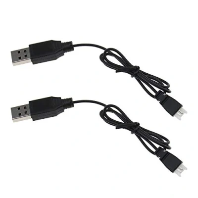 Imagen de 2 uds Cable cargador USB RC LiPo batería fuente de alimentación carga 55cm Compatible con Syma X5C X5SC X5SW H107C Quadcopter Drone
