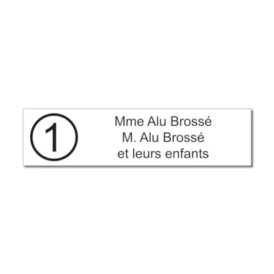 Imagen de Placa grabada para nombre y número buzón autoadhesivo, 10 x 2,5 cm, personalizada, 1 a 3 líneas, color blanco