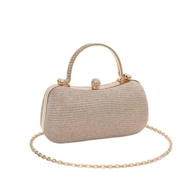 Imagen de RPAEOY Bolso Mujer Fiesta Elegante Clutch Vintage con Extraíble Cadena de Embrague Crossbody Monedero Noche para Novia Boda Cóctel Baile Oro