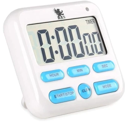 Imagen de H&amp;S Temporizador de Cocina Digital Cronometro Magnético con Pantalla LCD Grandes Dígitos y Alarma Sonora Timer Pila AAA Incluida