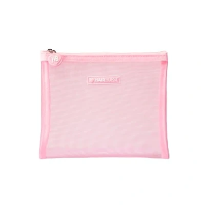 Imagen de HAIR BURST bolsa de lavado malla rosa — Organizador viaje esencial, secado rápido con cremallera nailon, extractor silicona para productos belleza