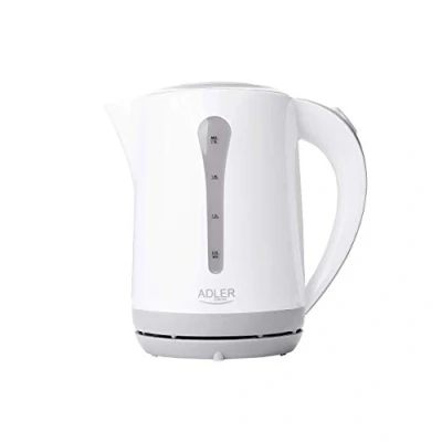 Imagen de Adler AD1244 Hervidor de Agua Eléctrico 2,5 Litros, Recipiente sin BPA, Resistencia Oculta, 2000 W, Apagado Automático al Alcanzar la Ebullición, Inalámbrico 360º Cable, Blanco