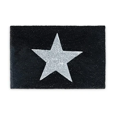 Imagen de Relaxdays Fibra Black Star Felpudo con Estrella, Alfombrilla Coco y PVC, 40 x 60 cm, Alfombra Bienvenida Antideslizante, Color Negro, Caucho