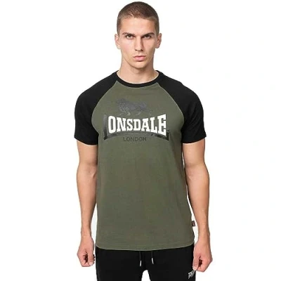 Imagen de Lonsdale Normale Passform Magilligan Camiseta estampada, Hombre, Talla: XXL, Olive black white