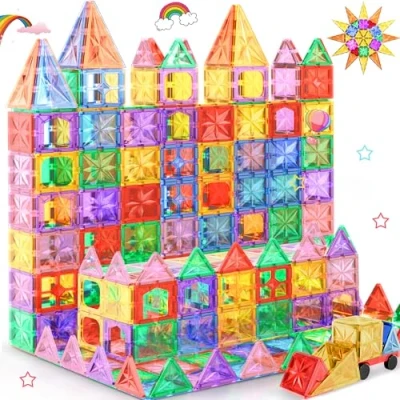Imagen de Perbabe Construcciones Magneticas Niños, 61 Piezas Bloques Magneticos Construccion Niños Más Fuerte 3D Stem Educativos Juguetes de Construcción para 3 4 5 6 7 8 Años