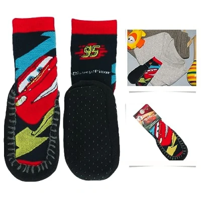 Imagen de SRV Hub Calcetines con licencia para niños personajes impresos a partir de 3 años antideslizantes, Cars Black (calcetines antideslizantes), 1 Year Plus