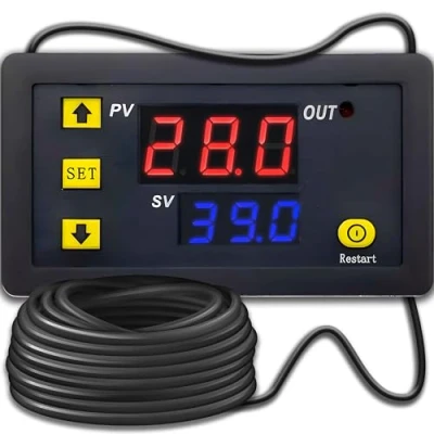 Imagen de Retoo Termostato de temperatura, regulador programable, sensor termosta, controlador, pantalla LCD, interruptor termostático 1 m, sonda 50 110 Celsius, alarma,