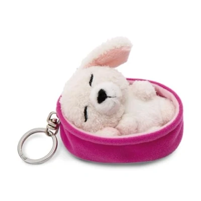 Imagen de NICI Llavero Mascotas dormilonas caniche Blanco 8cm en canasto Malva