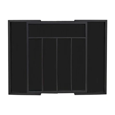 Imagen de Relaxdays Cubertero Cajón Bambú, Extensible, 7 Espacios, Organizador Cubiertos, Negro, 5,5x31,5 48,5x37 cm