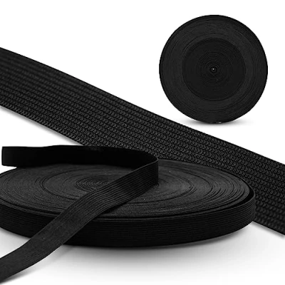 Imagen de DOJA Barcelona Cinta Elastica Coser 50m 20mm Negro Costura de Poliéster y Goma Bobina Manualidades Rollo Gomas Elasticas para Tapiceria, Sofa, Ropa