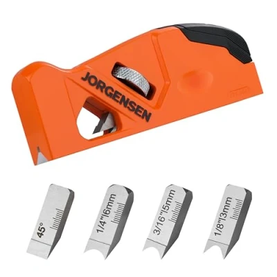 Imagen de JORGENSEN Cepilladora de Chaflán, con 4 Cabezales Cepillado(45, 3mm, 5mm, 6mm), Esquina para Trabajar la Madera, Biselado, Cepillo Carpintero