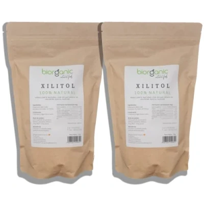 Imagen de Biorganic Xilitol de abedul 2kg. 100% Natural Sin MGOs gluten Vegano. poder endulzante igual que el azúcar. 40% menos calorías. Marca española.