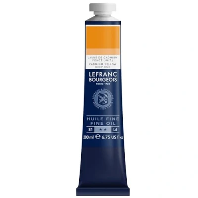Imagen de Lefranc Bourgeois 301810 Pintura al óleo fina, calidad, resistente a la luz de consistencia uniforme, tubo 200 ml, ideal para lienzos y tableros pintura, Amarillo cadmio tono oscuro