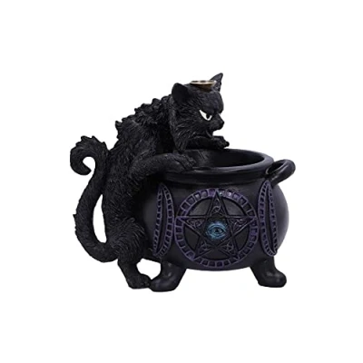 Imagen de Nemesis Now Spite&#039;s Cauldron Quemador de Incienso (16,3 cm), diseño Gato Negro