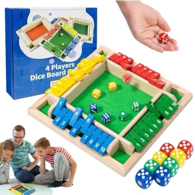 Imagen de Juego de Dados Shut The Box, Mesa Madera, Cierra la Caja con 8 Dados, Juguetes Matematicas para Niños,Juegos Tablero Familiares y Viaje, Juegos Pub Tradicionales Adultos