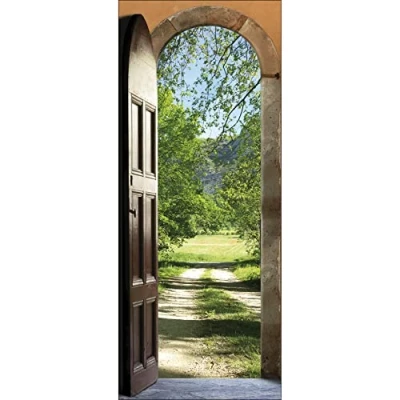 Imagen de Plage Paseo Campestre Trampantojo de Puerta, Vinilo, Multicolor, 83x204 cm
