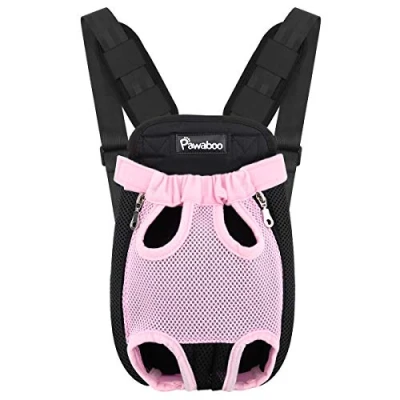 Imagen de Pawaboo Mochila del Perro Adjustable Bolsa Delantera Pet Front Cat Dog Carrier Backpack/Piernas Afuera &amp; Fácil de Ajustar para Viajar/Senderismo/Camping, Talla XL Rosa