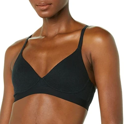 Imagen de Amazon Essentials Bralette sin Forro en Punto Acanalado Mujer, Negro, 46