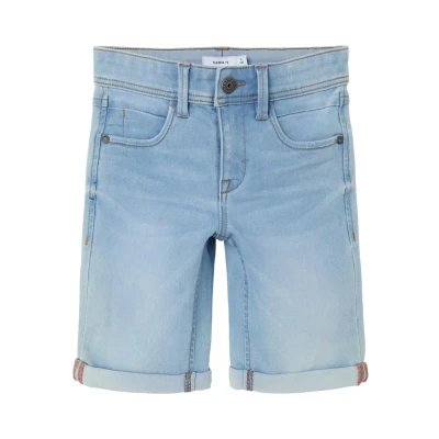 Imagen de Name it Silas SLIM Shorts vaqueros para niños, Talla: 12a, Light blue denim