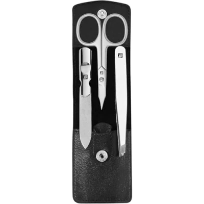 Imagen de ZWILLING set de manicura (3 piezas, pedicura para el cuidado las uñas y cutículas, cuero, con tijeras uñas), acero inoxidable pulido, negro