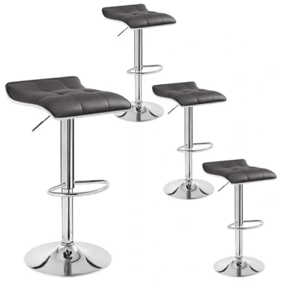 Imagen de WOLTU 4X Taburetes de Bar Cuero Sintético Alto Cocina Regulable en Altura Giratorio Sillas Tapizada Taburete Trabajo Gris BH28gr 4