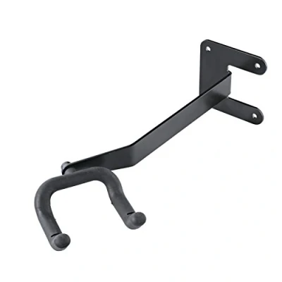 Imagen de K&amp;M 16235 Soporte de pared para guitarra acústica/eléctrica, negro barra transversal con ángulo 30 grados acero horquilla plástico