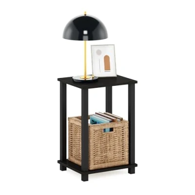 Imagen de Furinno Simplista Mesa Auxiliar, Engineered Wood, Espresso/Negro, 29.2 (D) x 34 (W) 49.8 (H) cm