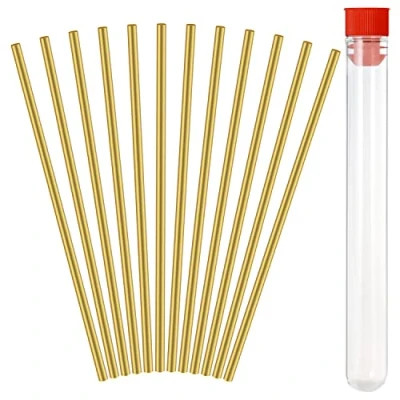 Imagen de Her Kindness 12 Piezas Varilla Latón 3mm Barras Redondas Sólidas para RC Modelo y DIY, con un Tubo de Almacenamiento Transparente(3mm x 100mm)