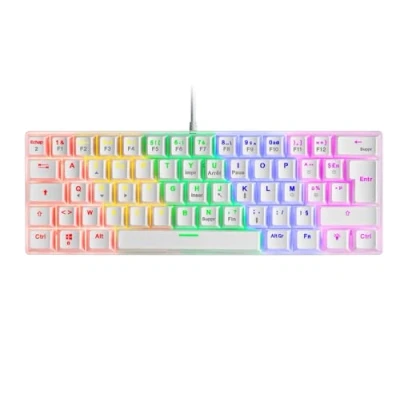 Imagen de Mars Gaming MK60 Blanco, Teclado Mecánico FRGB, Antighosting, Switch Marrón, Idioma Francés