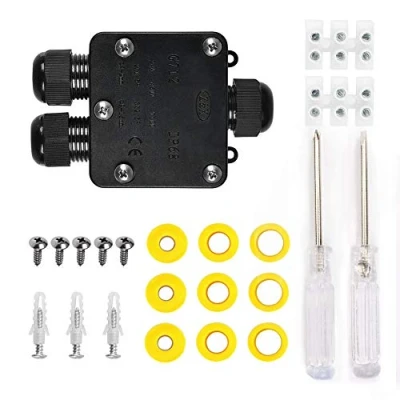 Imagen de YIXISI Cajas de Empalmes Exterior, IP68 Caja Conexiones Impermeable Eléctricas, con 3 Conectores Cable para Ø 4 15 mm, Negro