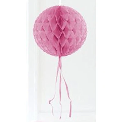 Imagen de Bola de nido abeja en rosa, a 30 cm, con las cintas y la línea colgante, para ducha del bebé, fiesta chica, cumpleaños, decoración habitación
