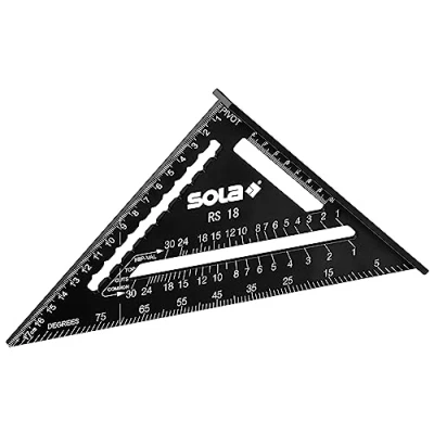 Imagen de SOLA Ángulo de carpintero RS 18 5 en 1 tope cm robusto aluminio con escala métrica Multiángulo: regla, ángulo tope, inglete, transportador