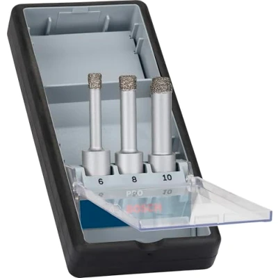 Imagen de Bosch Professional Juego Robustline con 3 brocas de diamante para perforación en seco Easy Dry Best for Ceramic 6, 8, 10 mm