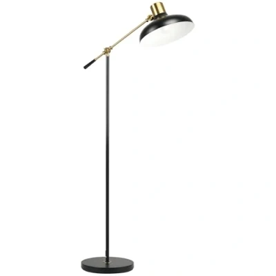 Imagen de HOMCOM lámpara de pie, pie regulable en altura, orientable 40 W, arco, lectura con casquillo E27, para salón, negra, sin bombilla
