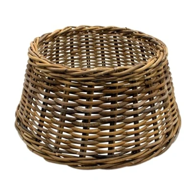 Imagen de Falda de mimbre para árbol Navidad, 60 cm, color natural claro, cubierta el soporte del manta collar Navidad