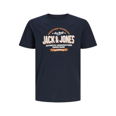 Imagen de Jack &amp; Jones Junior Jjelogo TEE Oneck Unisex Camiseta estampada para niños, Talla: 16a, Navy blazer