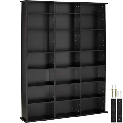 Imagen de TecTake Estantería para CDs, Mueble DVDs, Torre de pared, Librería, alto 135 cm (negro)