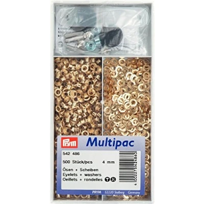 Imagen de Prym 542.486 Eyelets and Washers, Metal, Gold